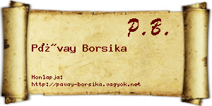 Pávay Borsika névjegykártya
